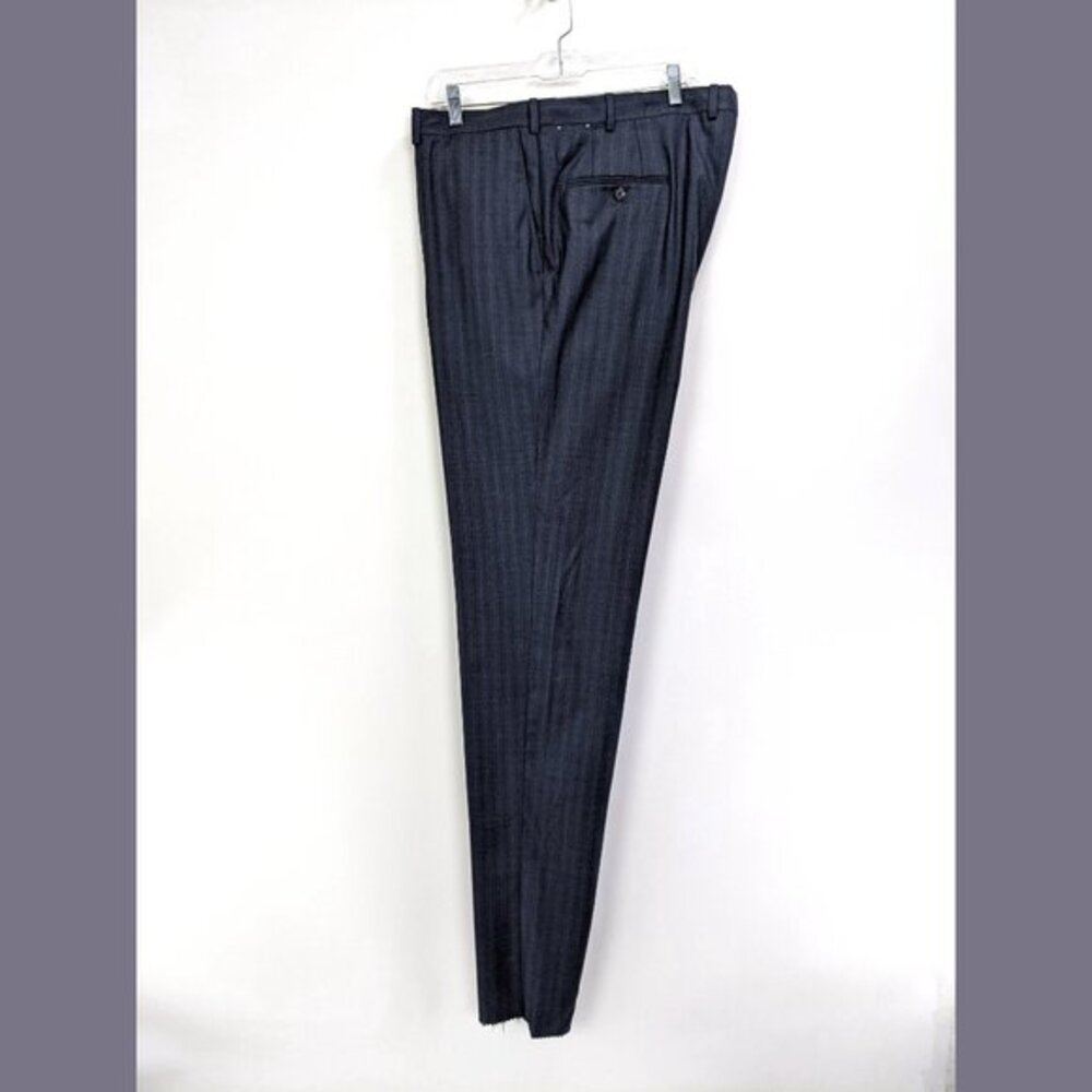 Hickey Freeman 42W Mens Big & Tall Dress Pants Trousers Gray Blue Stripes